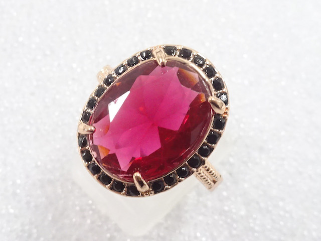 JAPANESE KIMONO / ANTIQUE COLORED STONE RING (SIZE 19)
